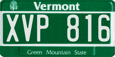 VT license plate XVP816