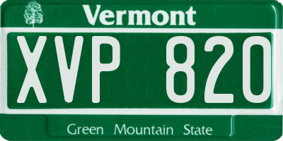 VT license plate XVP820