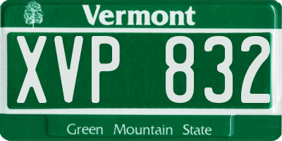VT license plate XVP832