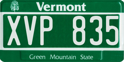 VT license plate XVP835