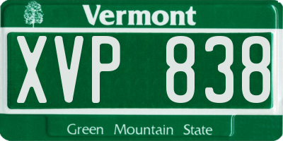VT license plate XVP838