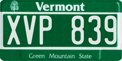 VT license plate XVP839