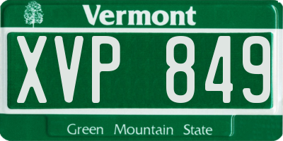 VT license plate XVP849