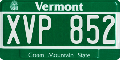 VT license plate XVP852