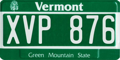 VT license plate XVP876