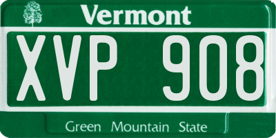 VT license plate XVP908