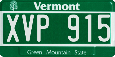 VT license plate XVP915