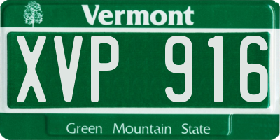 VT license plate XVP916