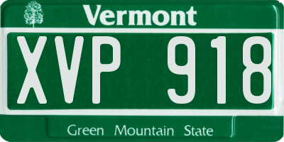 VT license plate XVP918