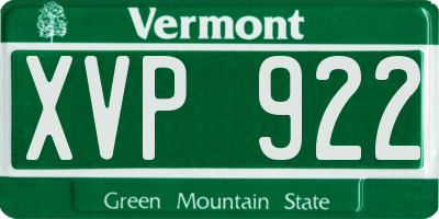 VT license plate XVP922