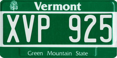 VT license plate XVP925