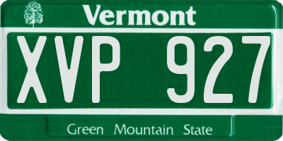 VT license plate XVP927