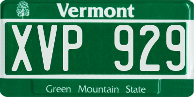 VT license plate XVP929