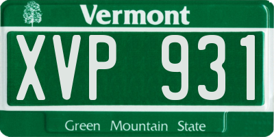 VT license plate XVP931