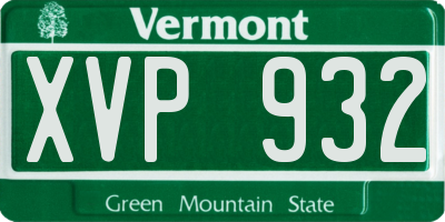 VT license plate XVP932