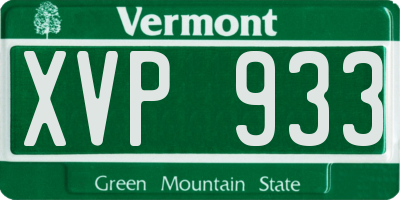 VT license plate XVP933