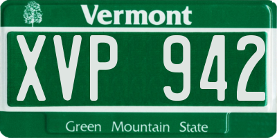 VT license plate XVP942