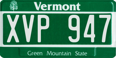 VT license plate XVP947
