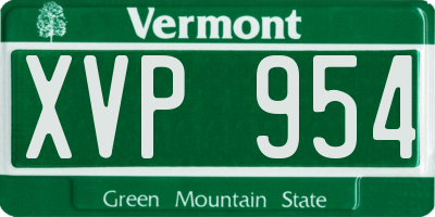 VT license plate XVP954