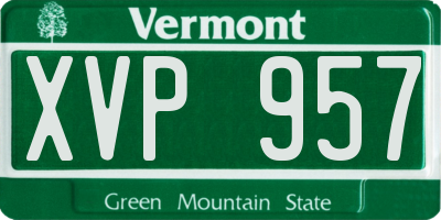 VT license plate XVP957