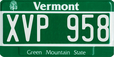 VT license plate XVP958