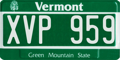 VT license plate XVP959
