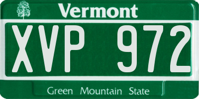 VT license plate XVP972