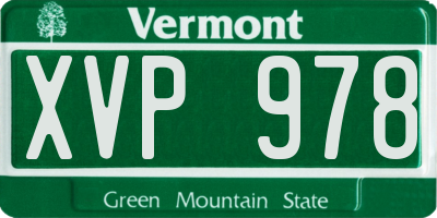 VT license plate XVP978