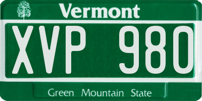 VT license plate XVP980