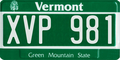 VT license plate XVP981