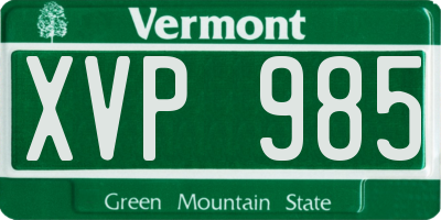 VT license plate XVP985
