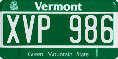 VT license plate XVP986