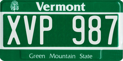 VT license plate XVP987