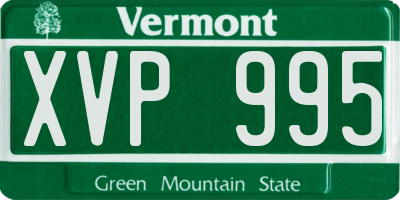 VT license plate XVP995