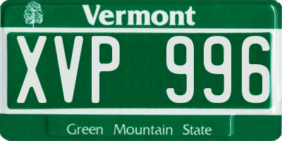 VT license plate XVP996