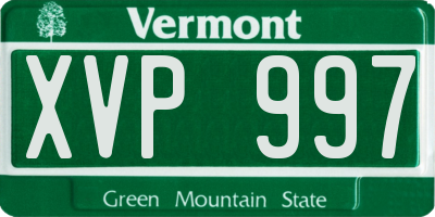 VT license plate XVP997