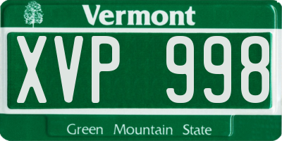 VT license plate XVP998