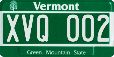 VT license plate XVQ002