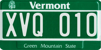VT license plate XVQ010