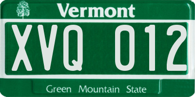 VT license plate XVQ012