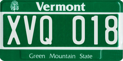 VT license plate XVQ018