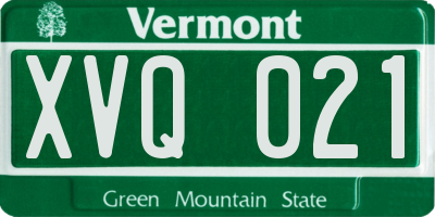 VT license plate XVQ021