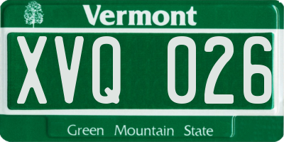 VT license plate XVQ026