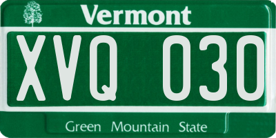 VT license plate XVQ030