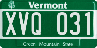 VT license plate XVQ031