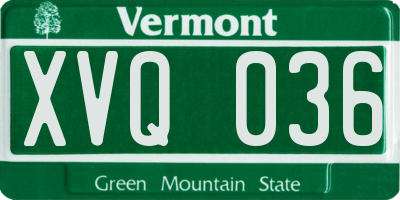 VT license plate XVQ036