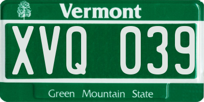 VT license plate XVQ039