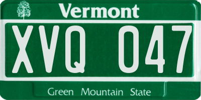 VT license plate XVQ047