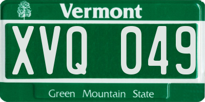 VT license plate XVQ049
