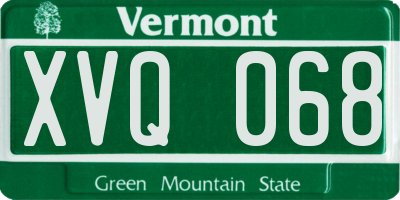 VT license plate XVQ068